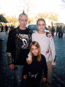 Ben, Amy and Emily at the Zombie Walk in February