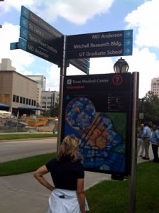 Road signs on the Texas Medical Center campus