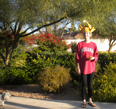 Roxanne in her turkey hat.